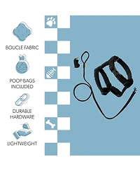 The Licker Store, Teddy Boucle Adjustable Harness and Leash Walk Set with Poop Bag Pouch