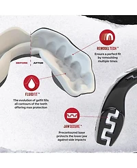 SafeJawz Extro Dual Layer Mouth Guard with Case for Basketball, Lacrosse, Football, Mma, Hockey, Wrestling - Adult 12+ Years Goldie