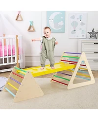 3-Piece Toddler Climbing Triangle Set with 2 Triangles and 1 Ramp To Play