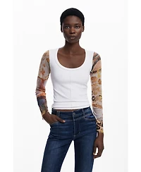 Desigual Women's Chiffon sleeve T-shirt