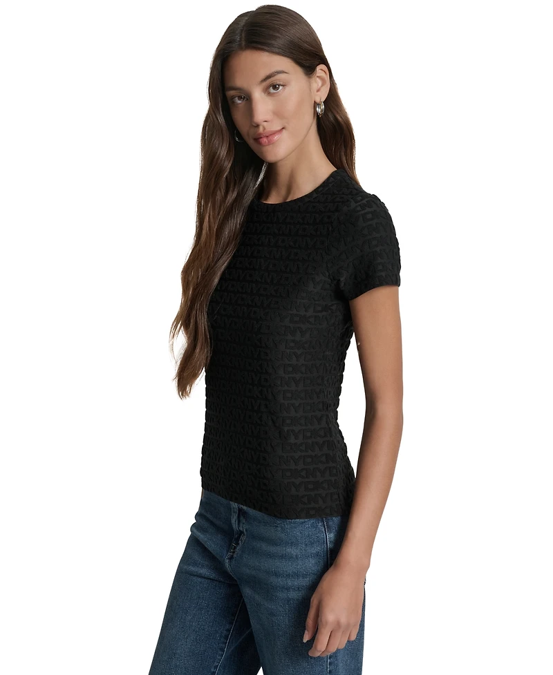 Dkny Jeans Women's Jacquard Logo Crewneck T-Shirt