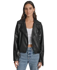 Dkny Jeans Women's Faux-Leather Moto Jacket - BLK