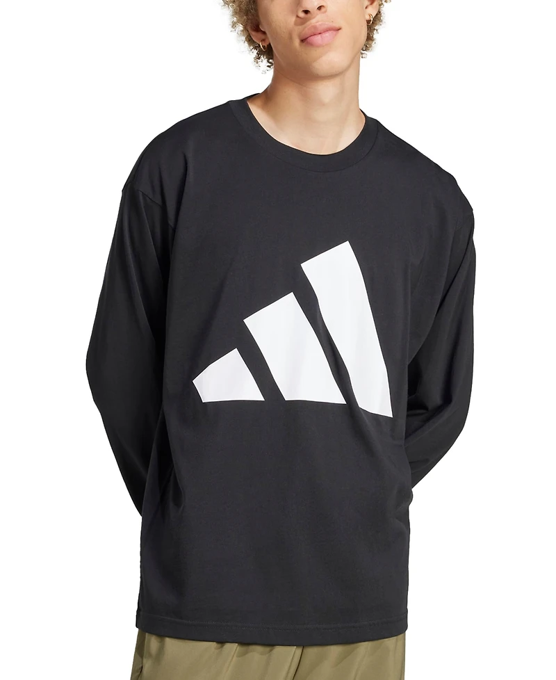 adidas Men's Essentials Big Logo Single Jersey Cotton Long-Sleeve T-Shirt