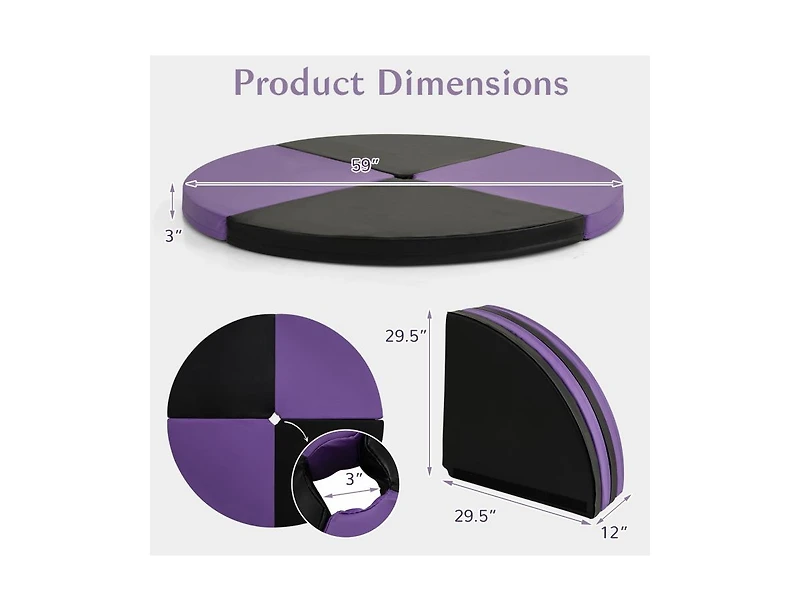 Akiudex Pole Dance Crash Mat Round Portable Yoga Mat with Epe Foam