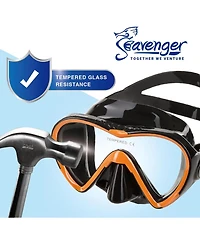Seavenger Aviator Snorkeling Set: Single Window Mask, Snorkel, Fins & Bag - Dodger Blue L/Xl