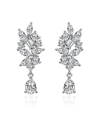 Rachel Glauber White Gold Plated with Clear Cubic Zirconia Marquise & Pear Shaped Clear Cubic Zirconia Dangling Earrings