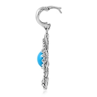 American West Jewelry Sterling Silver Sleeping Beauty Turquoise Round Cut Naja Pendant Enhancer