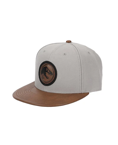 Jurassic Park Men's Logo Woven Patch White Snapback Hat