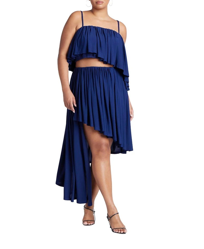 Eloquii Women's Plus Cascading Asym Skirt
