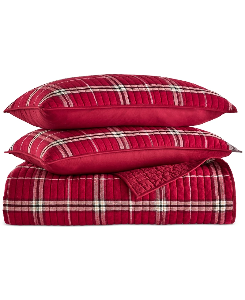 Charter Club Brushed Cotton Plaid 3-Pc. Quilt Set, Full/Queen, Macy's Exclusive
