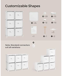 Songmics Home 6-Cube Storage Organizer with Collapsible Fabric Bins, Includes 6 Non-Woven Boxes Jelly Pink