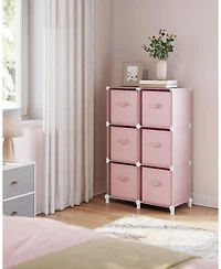 Songmics Home 6-Cube Storage Organizer with Collapsible Fabric Bins, Includes 6 Non-Woven Storage Boxes Jelly Pink