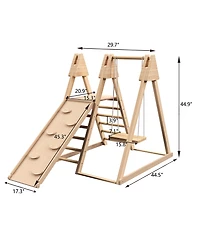 Cesicia 4-in-1 Juniper Indoor Play Gym - Jungle Gym Playset with Baby Swing, Slide, Ladder, and Climbing Wall