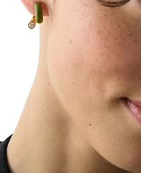 kate spade new york Gold-Tone Interlock Tortoise Huggie Earrings