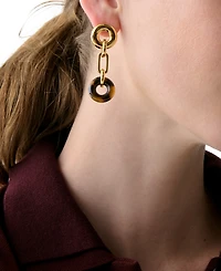 kate spade new york Gold-Tone Interlock Tortoise Linear Earrings