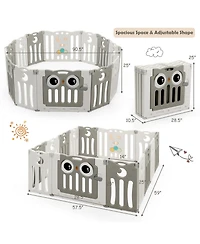 Gymax 14-Panel Baby Playpen Kids Activity Center Foldable Play Yard w/ Lock Door