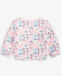 First Impressions Baby Girls Long-Sleeve Patchwork Floral-Print Fleece Sweatshirt, Exclusively at Macy's