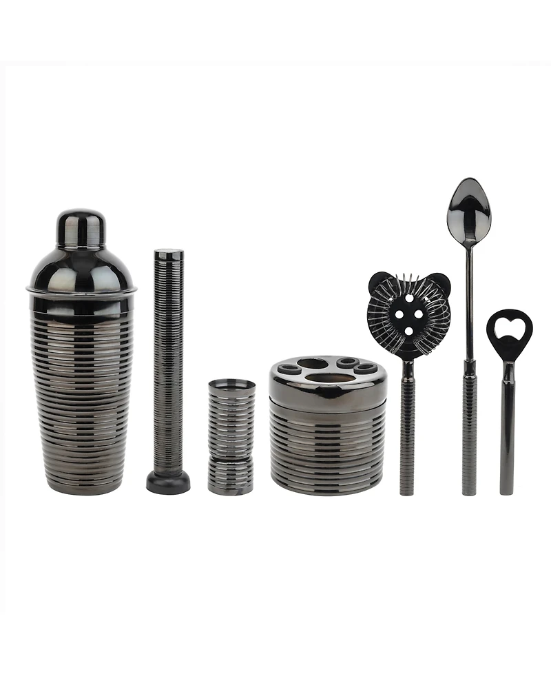 French Home Textured Metal Barware, Set of 7