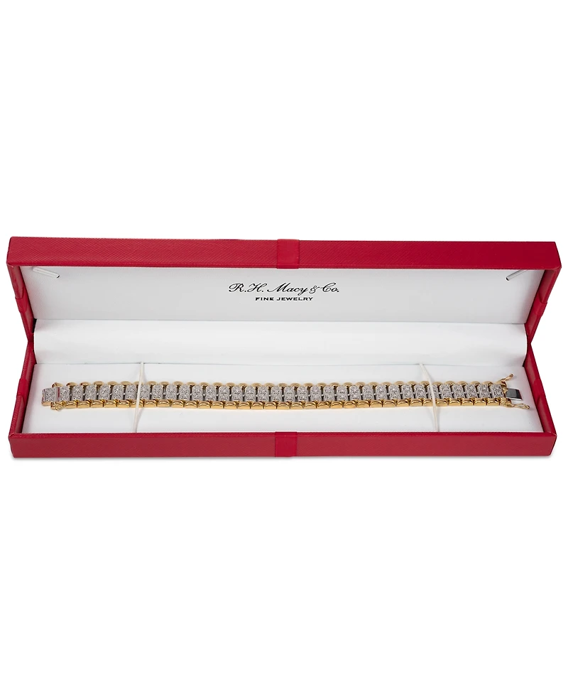Men's Diamond Link Bracelet (1 ct. t.w.) Sterling Silver & 14k Gold-Plate or