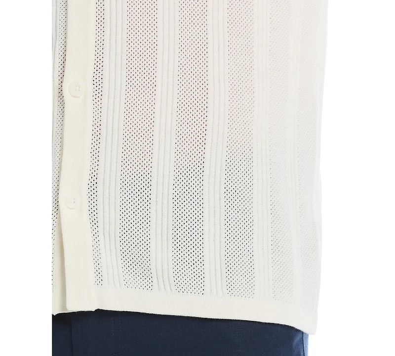 Cubavera Men's Short Sleeve Camp Collar Sweater Button-Front Shirt