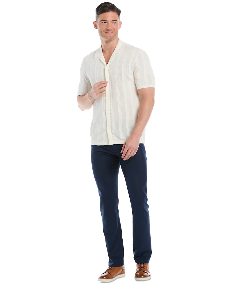 Cubavera Men's Short Sleeve Camp Collar Sweater Button-Front Shirt