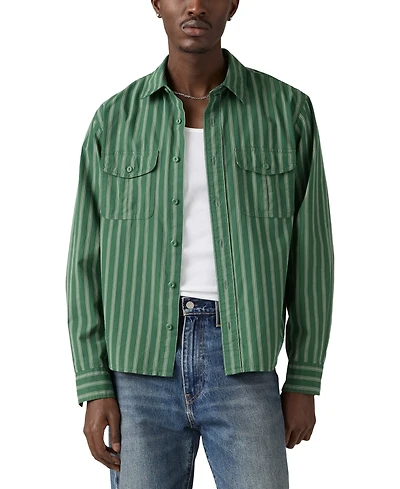 Levi's Men's Morro Relaxed Fit Cropped Long Sleeve Striped Button-Front Shirt