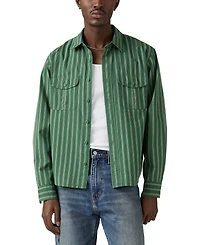 Levi's Men's Morro Relaxed Fit Cropped Long Sleeve Striped Button-Front Shirt