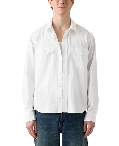 Levi's Men's Morro Relaxed Fit Cropped Long Sleeve Striped Button-Front Shirt
