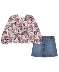 Levi's Toddler Girls 2-Piece Boho Top and Denim Skirt Set