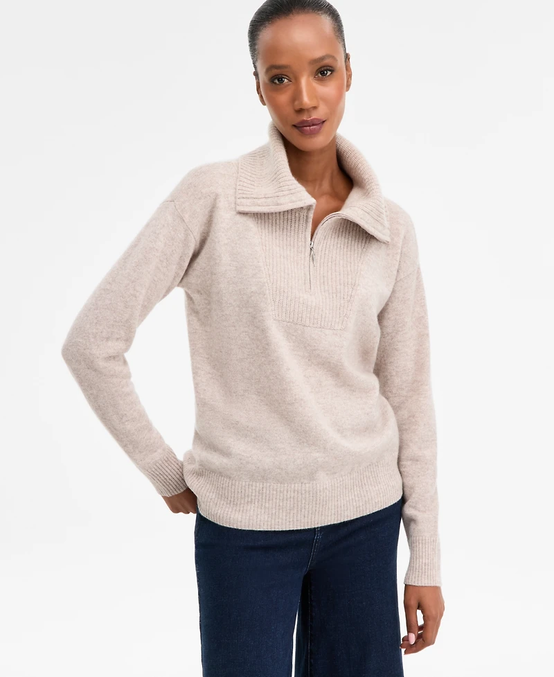 Charter Club 100% Cashmere Women's Quarter-Zip Sweater, Created for Macy's