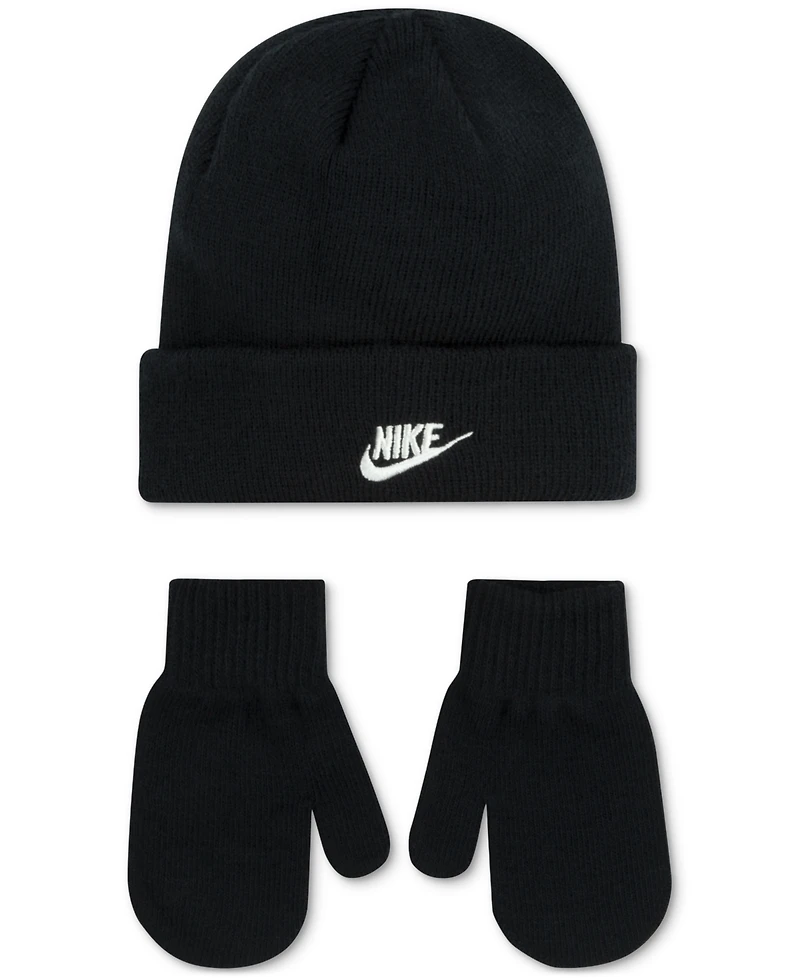 Nike Boys and Girls 2T-5T Nan Futura Beanie Hat & Mittens Set