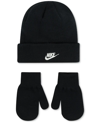 Nike Boys and Girls 2T-5T Nan Futura Beanie Hat & Mittens Set
