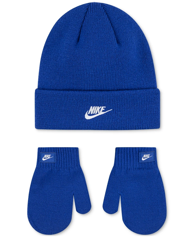 Nike Boys and Girls 2T-5T Nan Futura Beanie Hat & Mittens Set