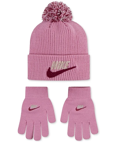 Nike Girls and Boys 8-20 Club Chenille Peak Hat & Gloves Set