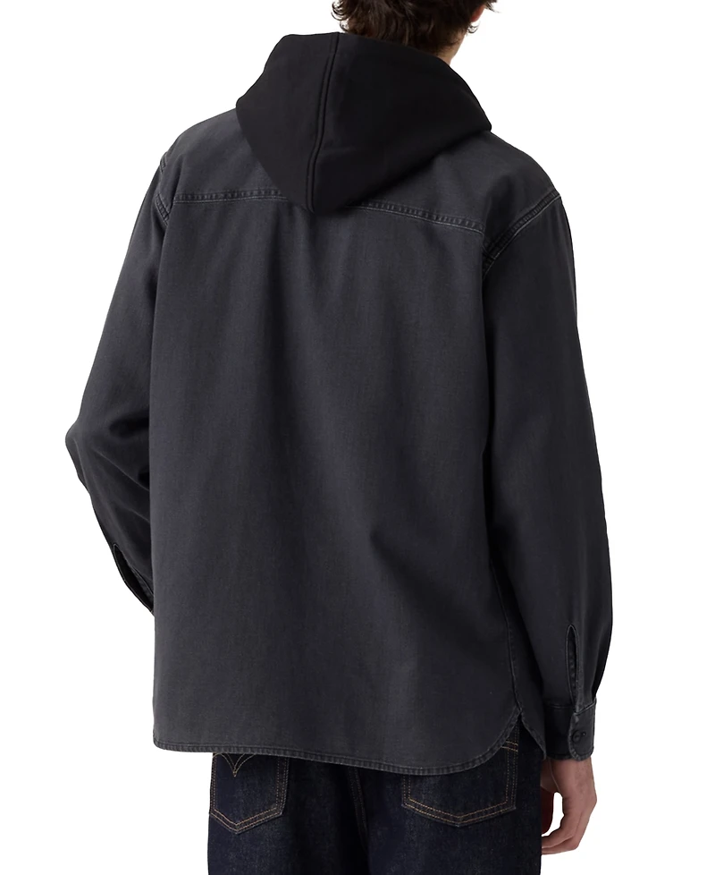 Levi's Men's Relaxed Fit Hooded Long Sleeve Button-Front Overshirt