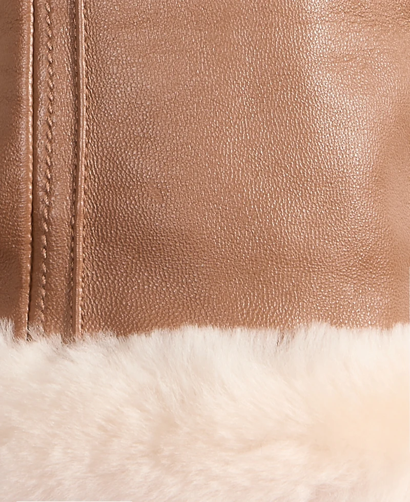 Ugg Sheepskin-Cuff Leather Gloves
