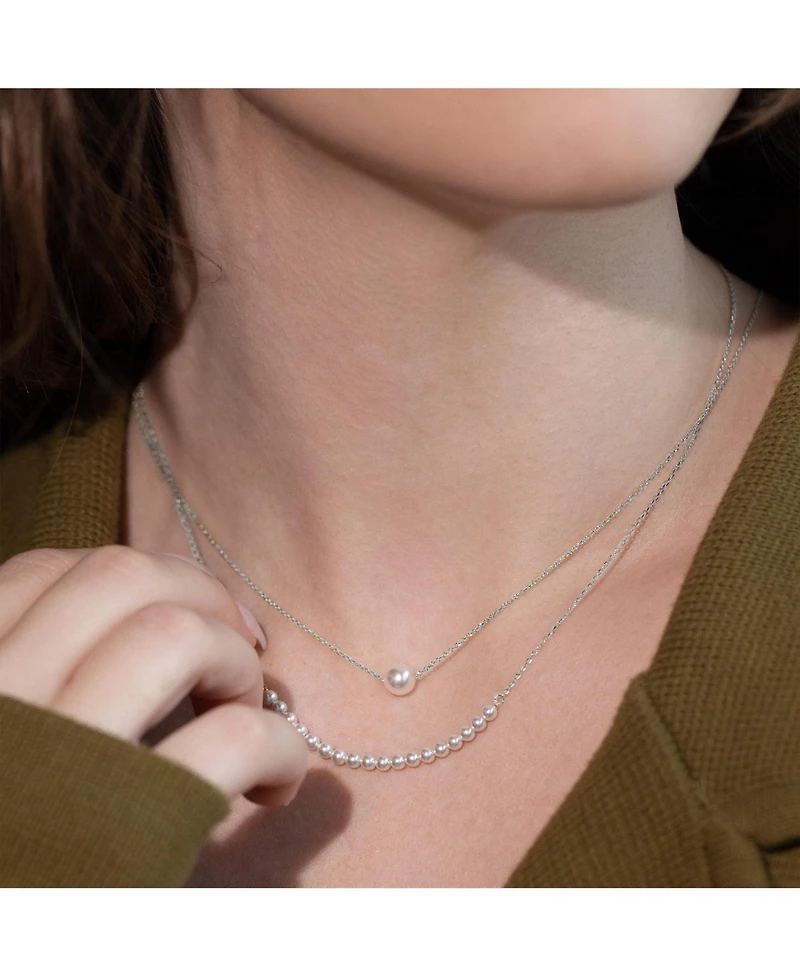 Sterling Silver 18k Gold Plated Abby Single Cultured Pearl Necklace
