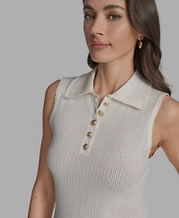 Bcbg Women's Cotton Collared Sleeveless Knit Top