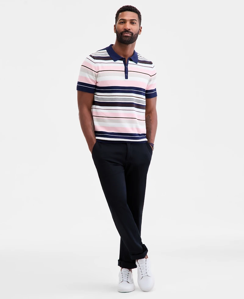 Club Room Men's Short Sleeve Striped Polo Sweater, Macy's Exclusive