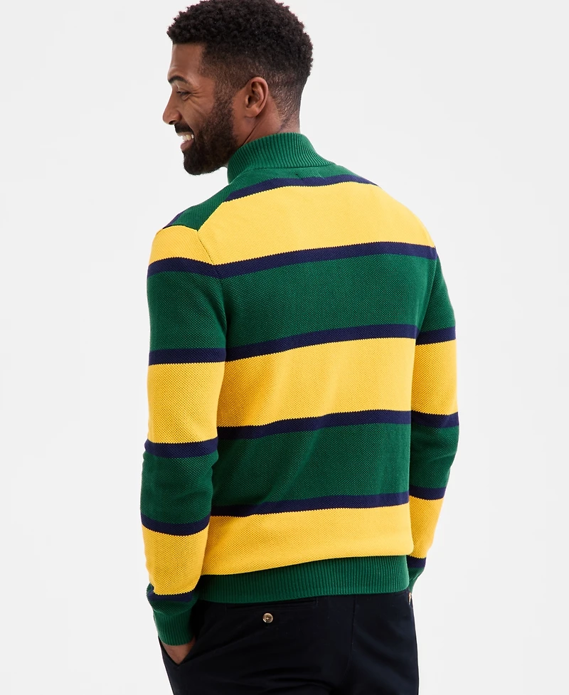 Club Room Men's Finley Stripe Cotton Pique Half-Zip Sweater, Macy's Exclusive