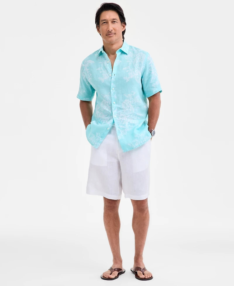 Club Room Men's Casa Regular-Fit Floral Button-Down Linen Shirt, Macy's Exclusive