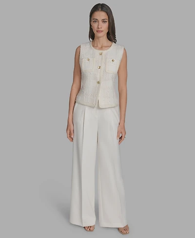Bcbg Women's Textured Crewneck Button-Front Vest