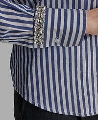 Bcbg Women's Striped Rhinestone-Cuff Shirt