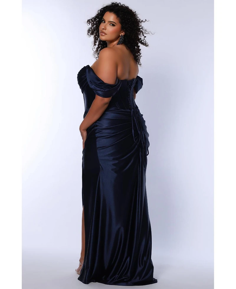 Sydney's Closet Women's Off the Shoulder Fitted Evening Gown
