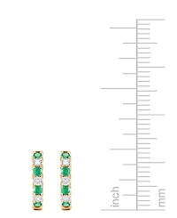 Emerald (1/6 ct. t.w.) & Diamond Accent Small Hoop Earrings in 14k Gold, 0.75" (Also in Ruby & Sapphire)