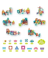 Contixo 65-Piece Glow-in-the-Dark Marble Run Magnetic Tile Set, Stem Building Toy