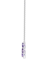 Amethyst (3-1/4 ct. t.w.) & Lab Grown White Sapphire (5/8 Five Stone Halo 17" Collar Necklace Sterling Silver (Also Citrine Blue Top