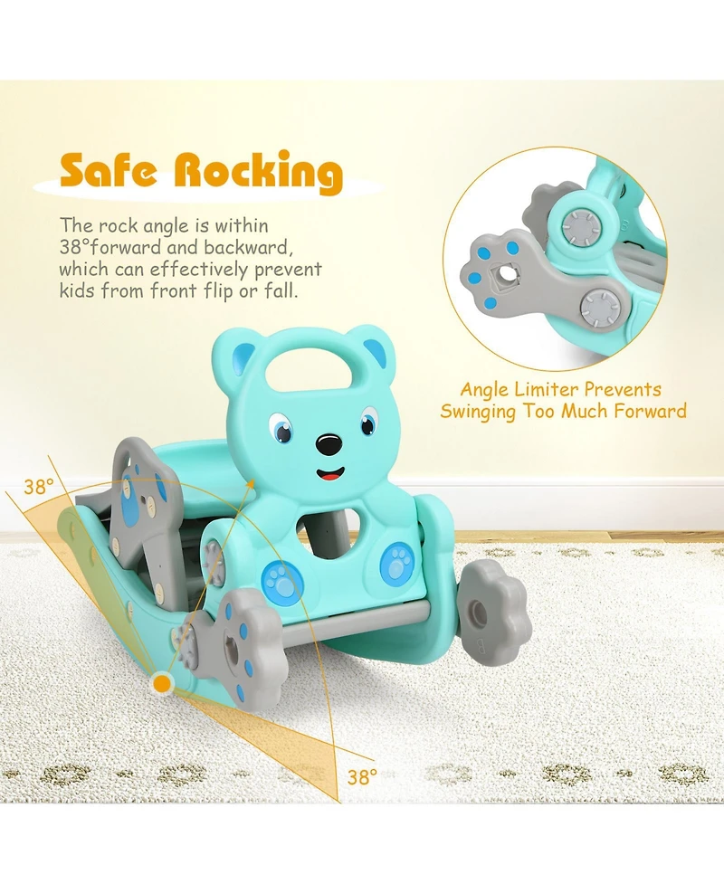 Akiudex 4-in-1 Toddler Slide and Rocking Horse Playset with Basketball Hoop