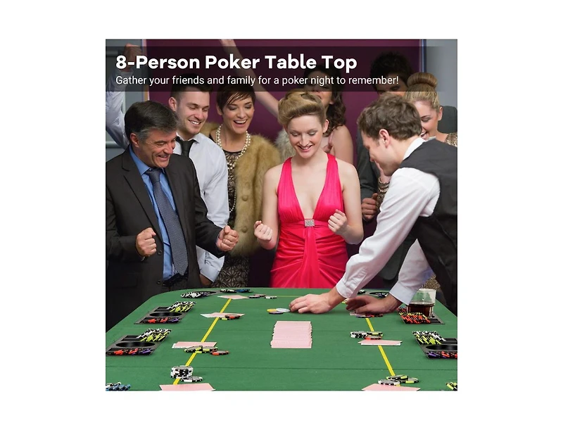 Akiudex 79 x 36 Inch 8-Player Foldable Poker Table Top with Carry Bag and Cup Holders