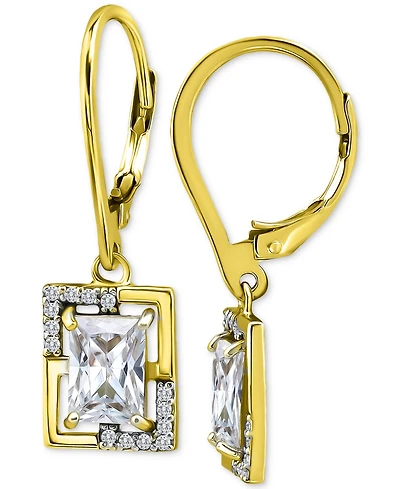 Giani Bernini Cubic Zirconia Baguette & Round Leverback Drop Earrings in 18k Gold-Plated Sterling Silver, Macy's Exclusive